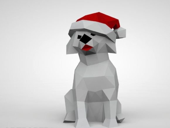 Christmas Dog 3D Paper Sculpture: Objects for Bloggers