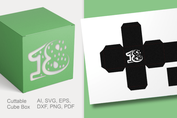 Number 18 Cube Gift Box Template SVG Review
