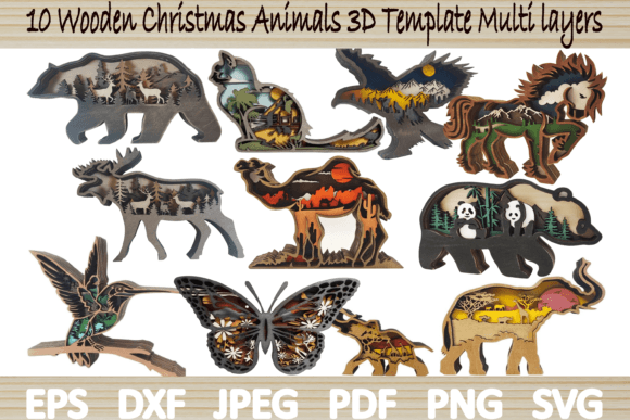 Wooden Animals SVG for Festive Wall Decor